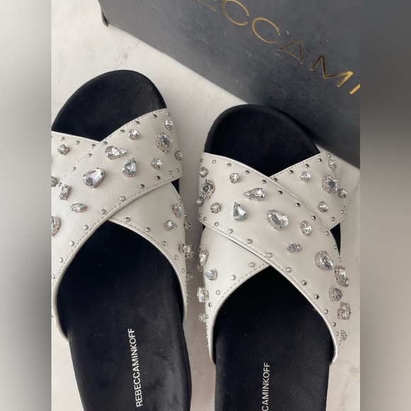 Rebecca Minkoff New Theo Jewels Leather Slide Size 10M and 9.5 - Picture 3 of 5
